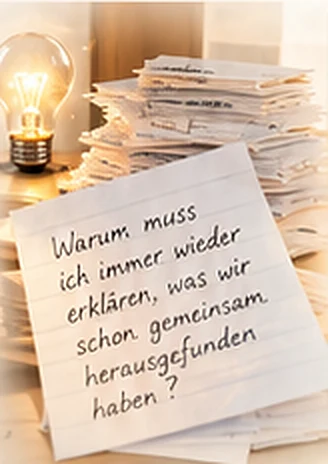 Warum muss ich immer wieder erklären, was wir schon gemeinsam herausgefunden haben?